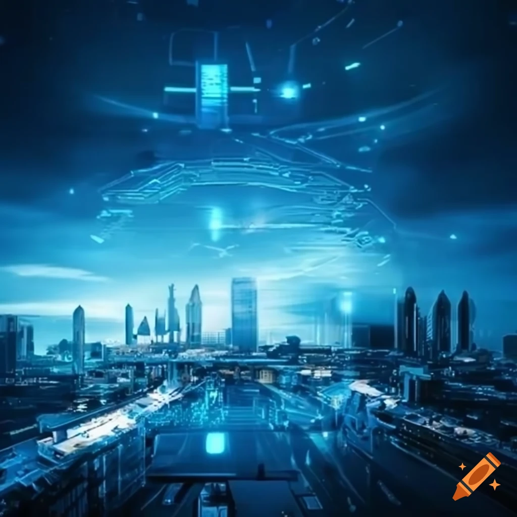 futuristic image of cloud computing in a corporate setting