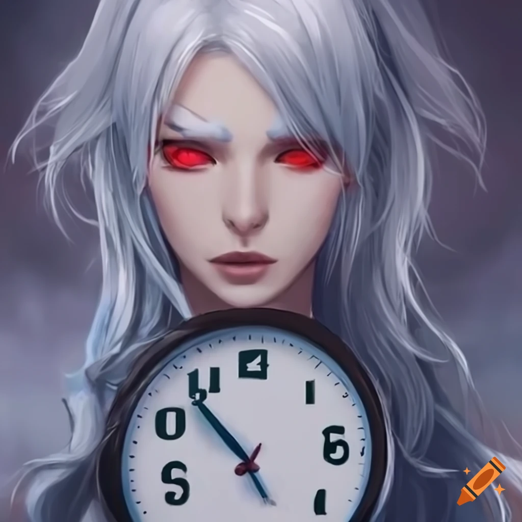 image of a fierce female superhero with white hair