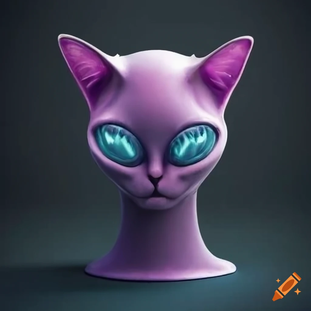 Alien cat with a cone-shaped head