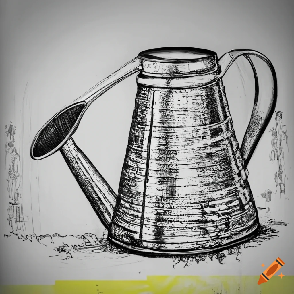 Watering Can Illustration Drawing Engraving Ink Stock Vector (Royalty Free)  1743012011 | Shutterstock