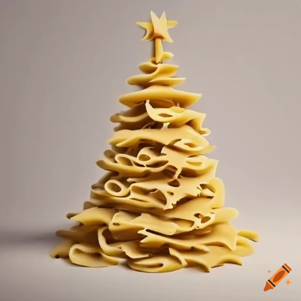 Creative christmas tree made of pasta on Craiyon