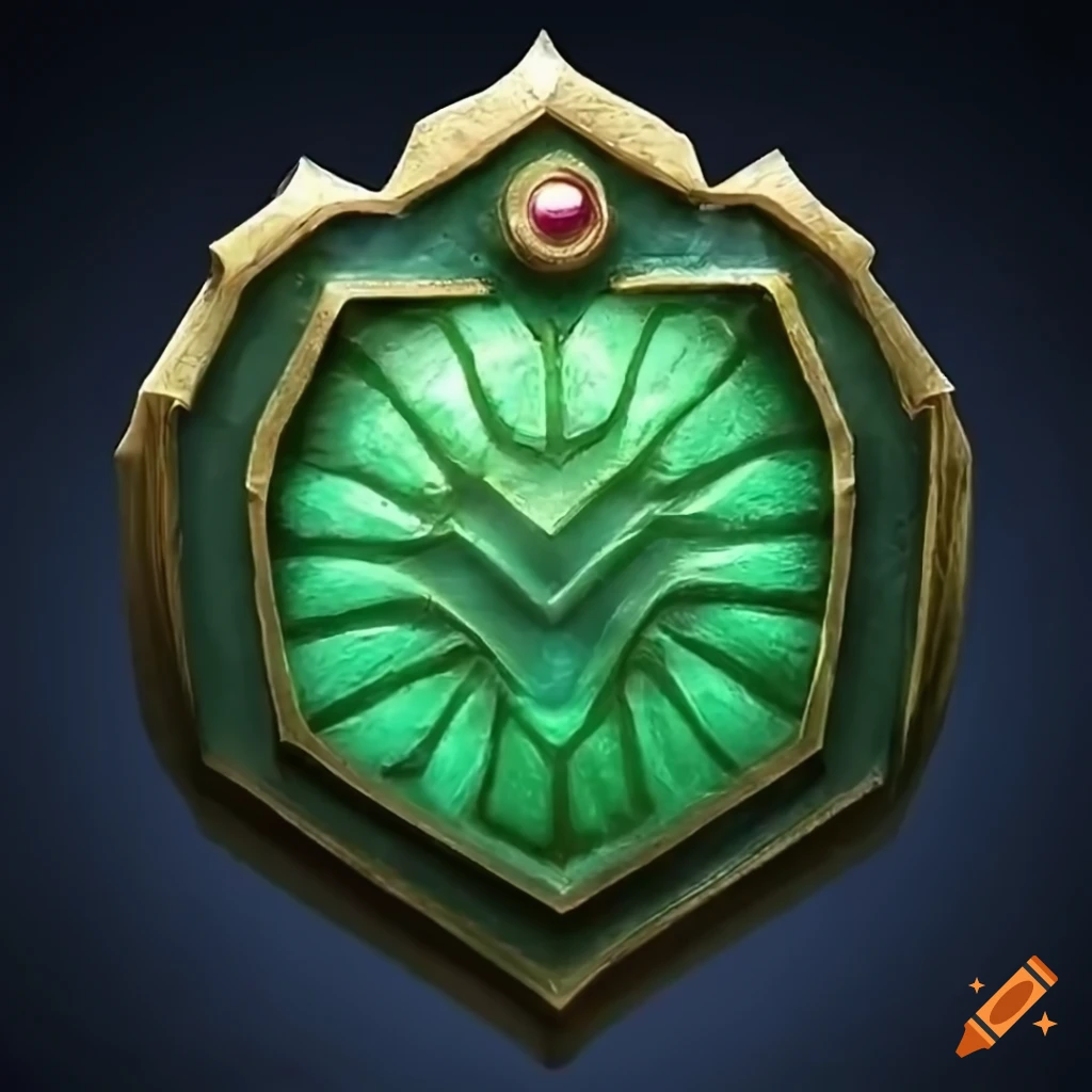 Green dragon scales shield artwork on Craiyon