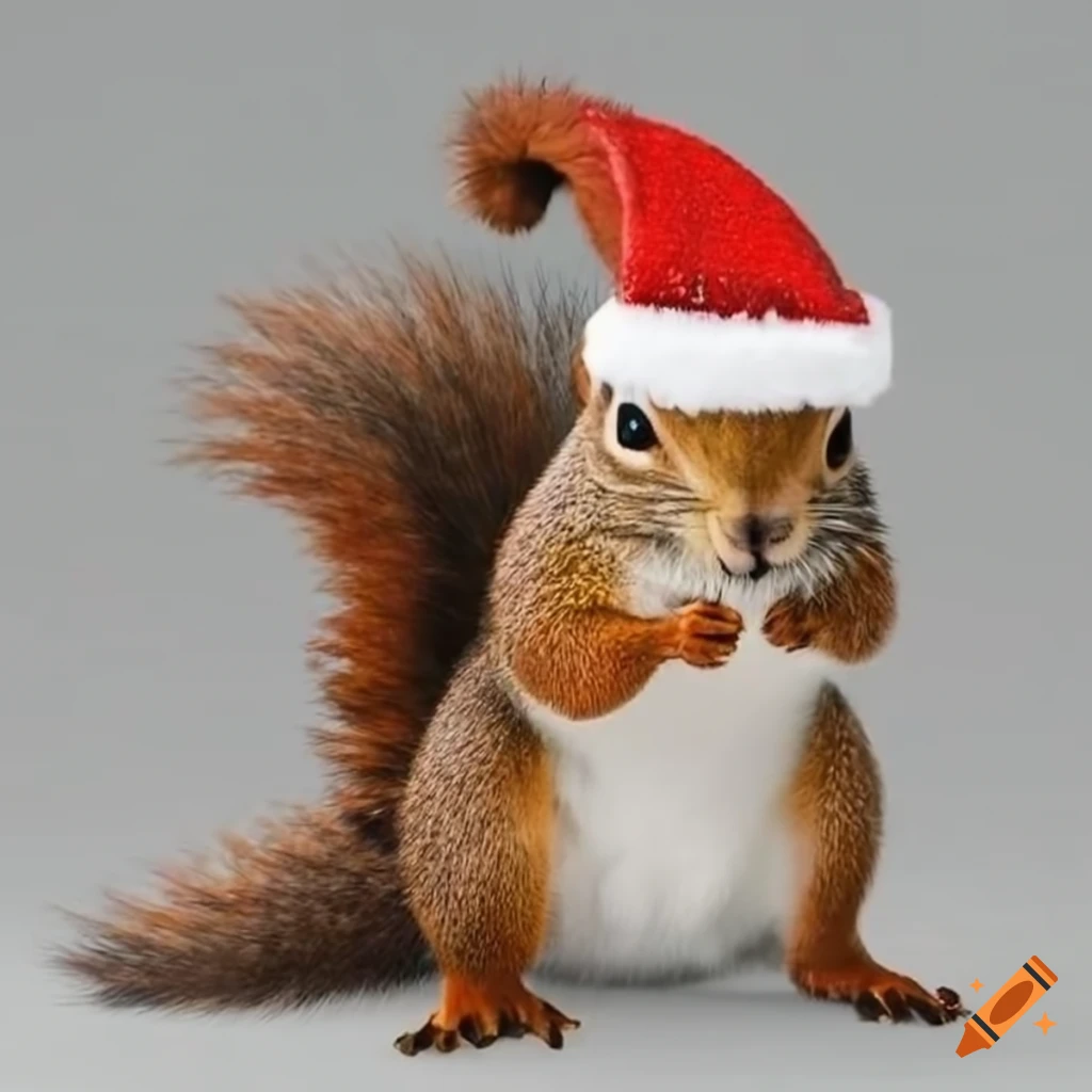 Squirrel wearing a christmas costume