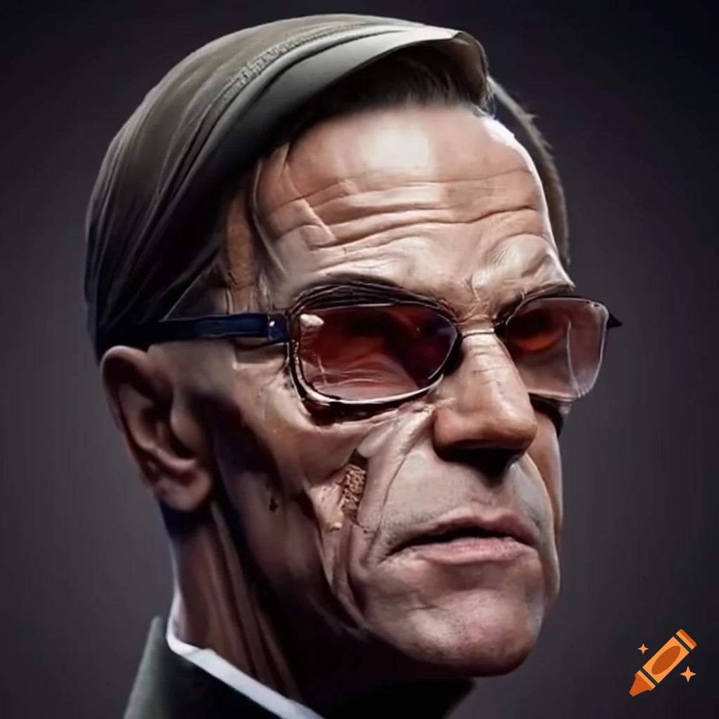 satirical image of Mark Rutte as a Terminator character