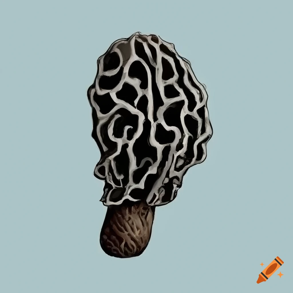Hand drawn black morel mushroom on Craiyon