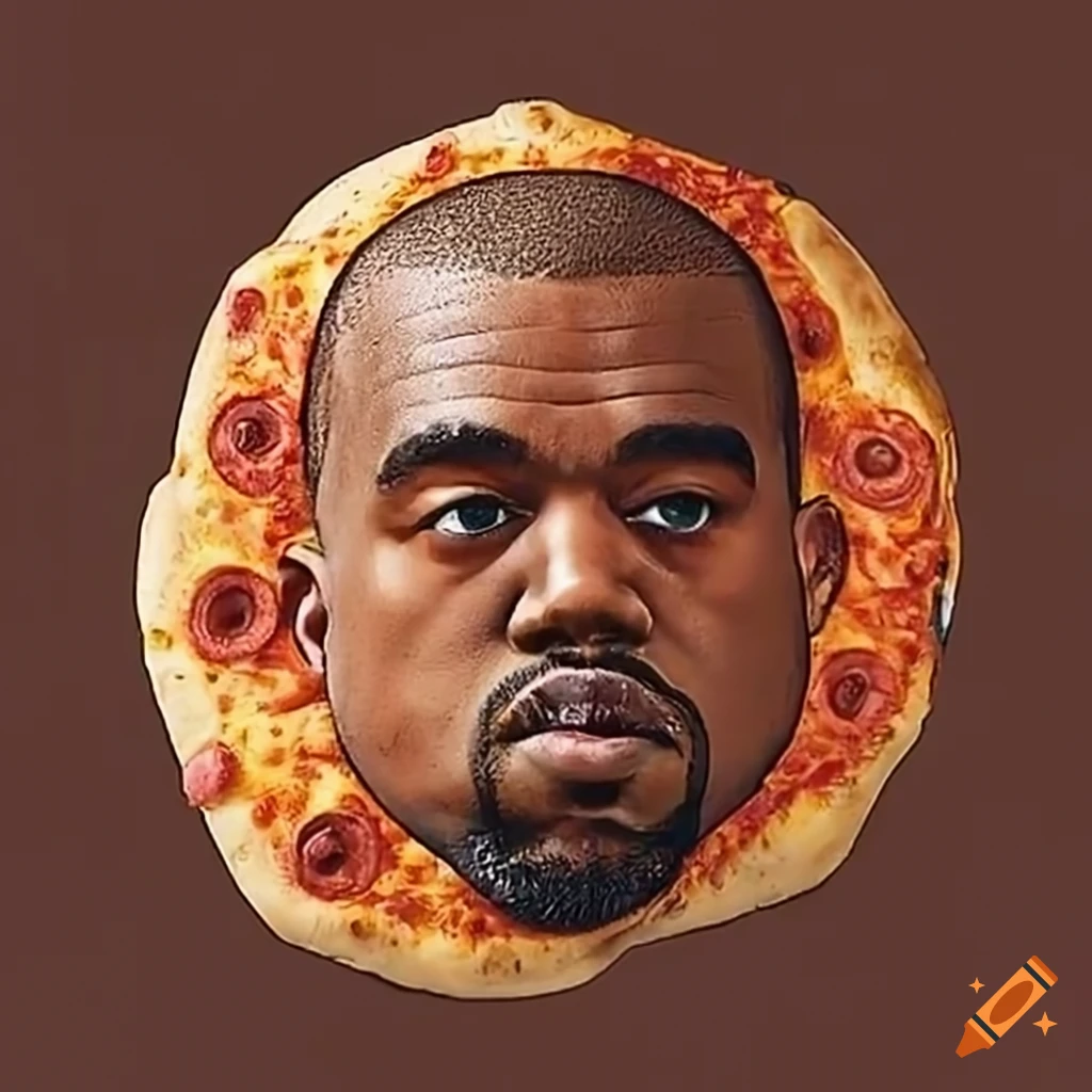 Kanye west depicted as a pizza