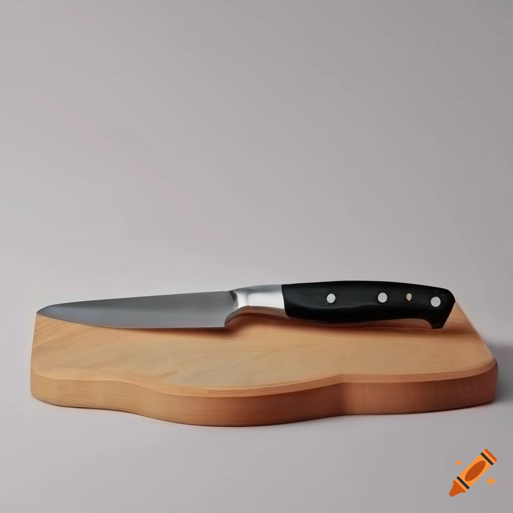 Sharp knife on a clean cutting board on Craiyon
