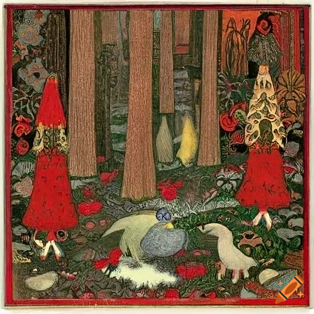 intricate Christmas forest illustration by famous artists