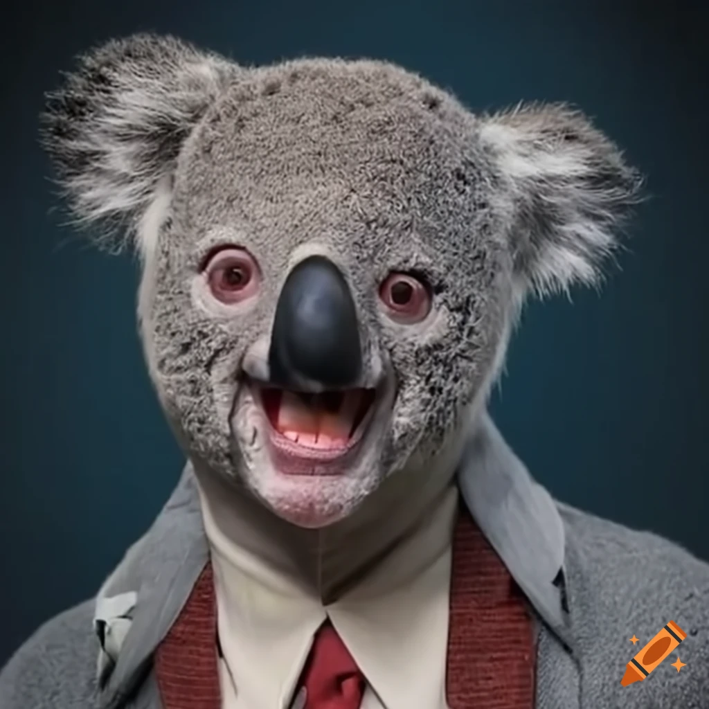 Koala wearing jim carrey's mask on Craiyon