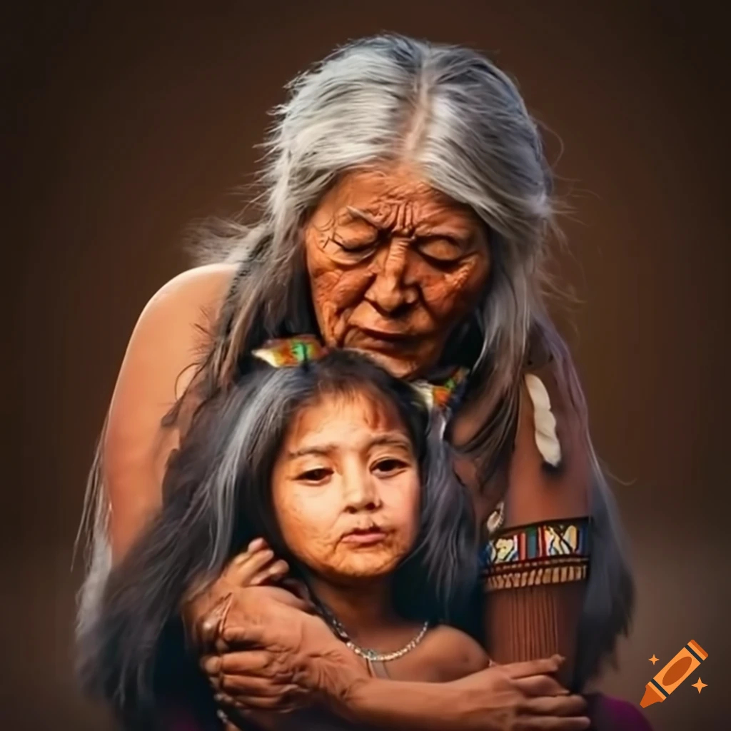three generations of Native American women