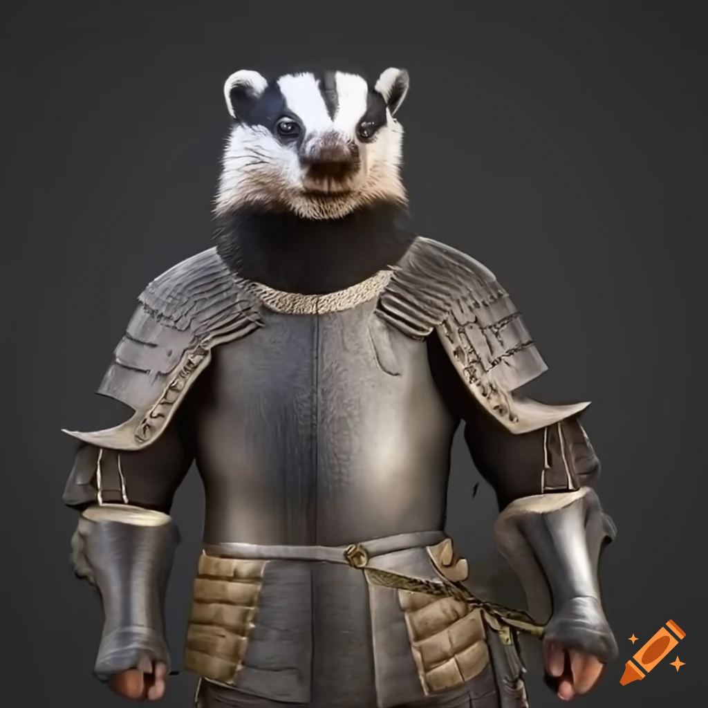 illustration of a badger in plate armor holding a mace