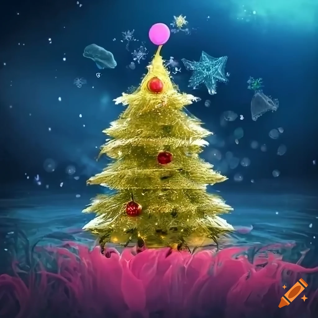 Christmas tree submerged underwater on Craiyon