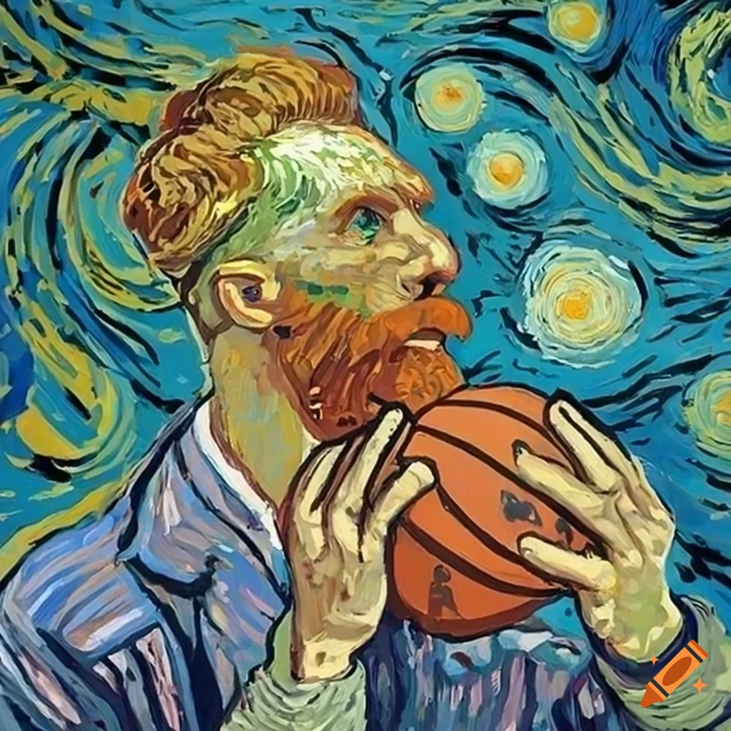 Van goghinspired basketball artwork