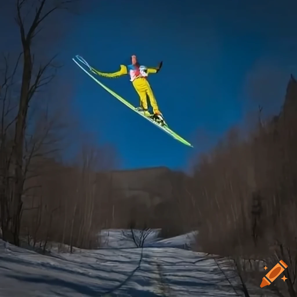 Athlete Skiing Off A Big Jump 3524