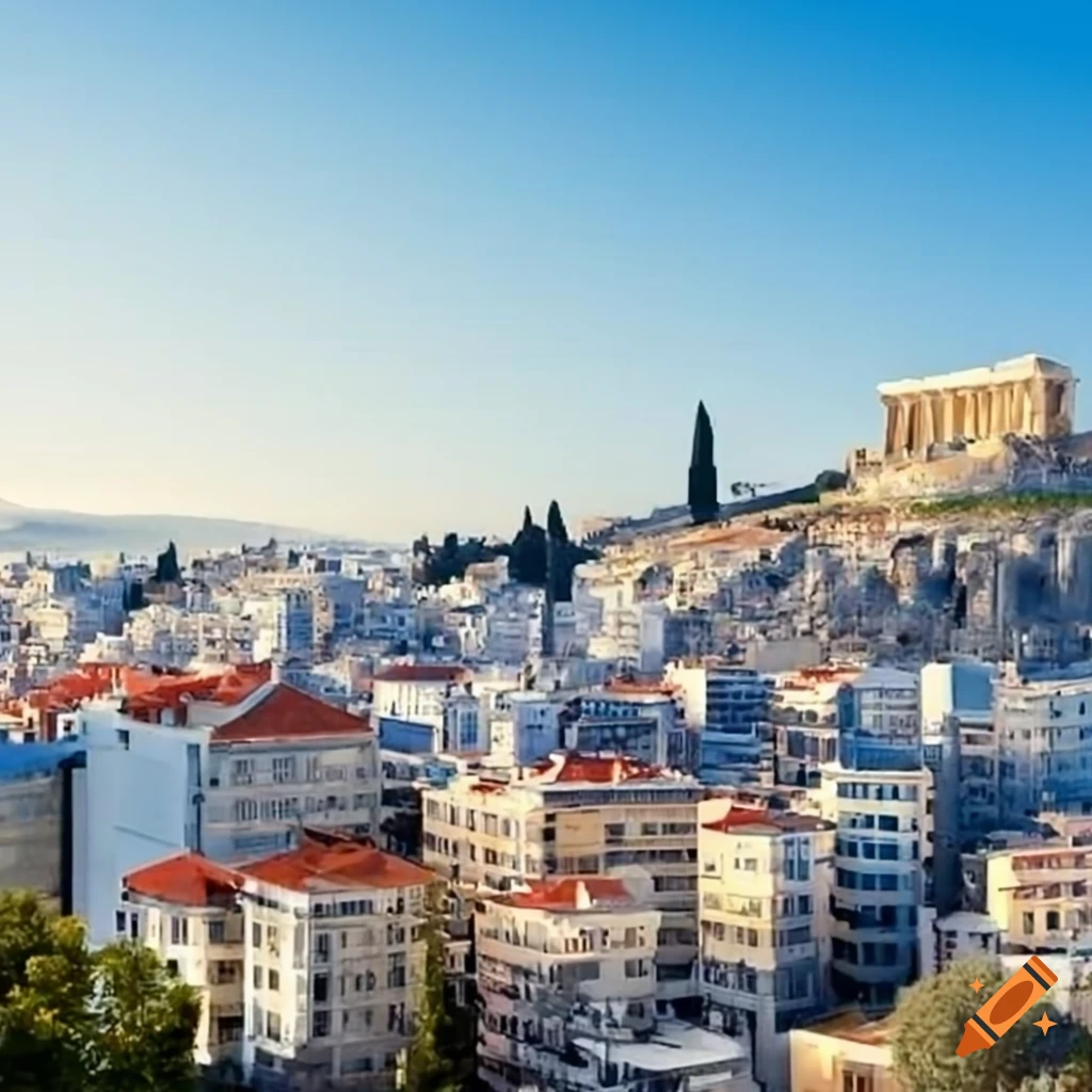 Homepage image for a real estate valuator website in athens on Craiyon