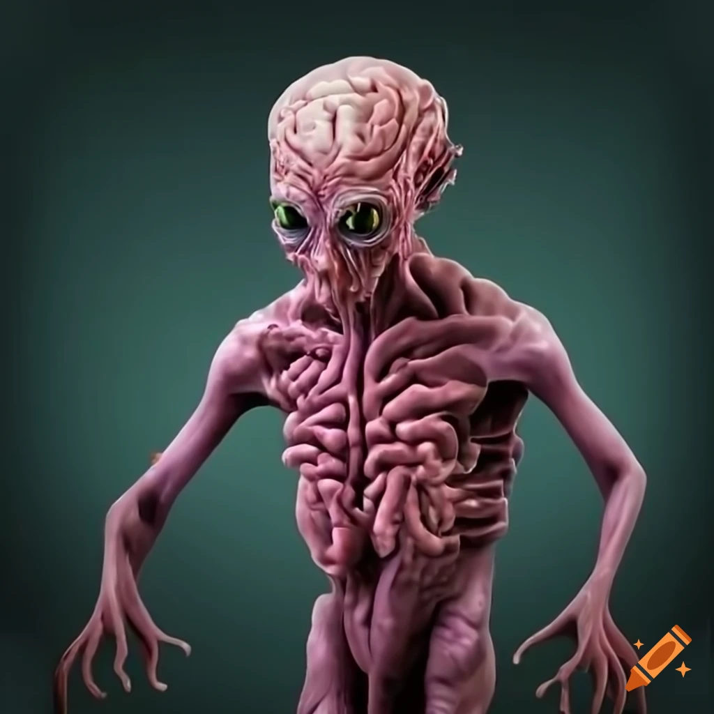 realistic depiction of a brain-like alien creature
