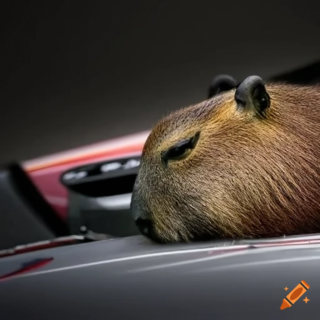 Image of capybaras racing f1 cars