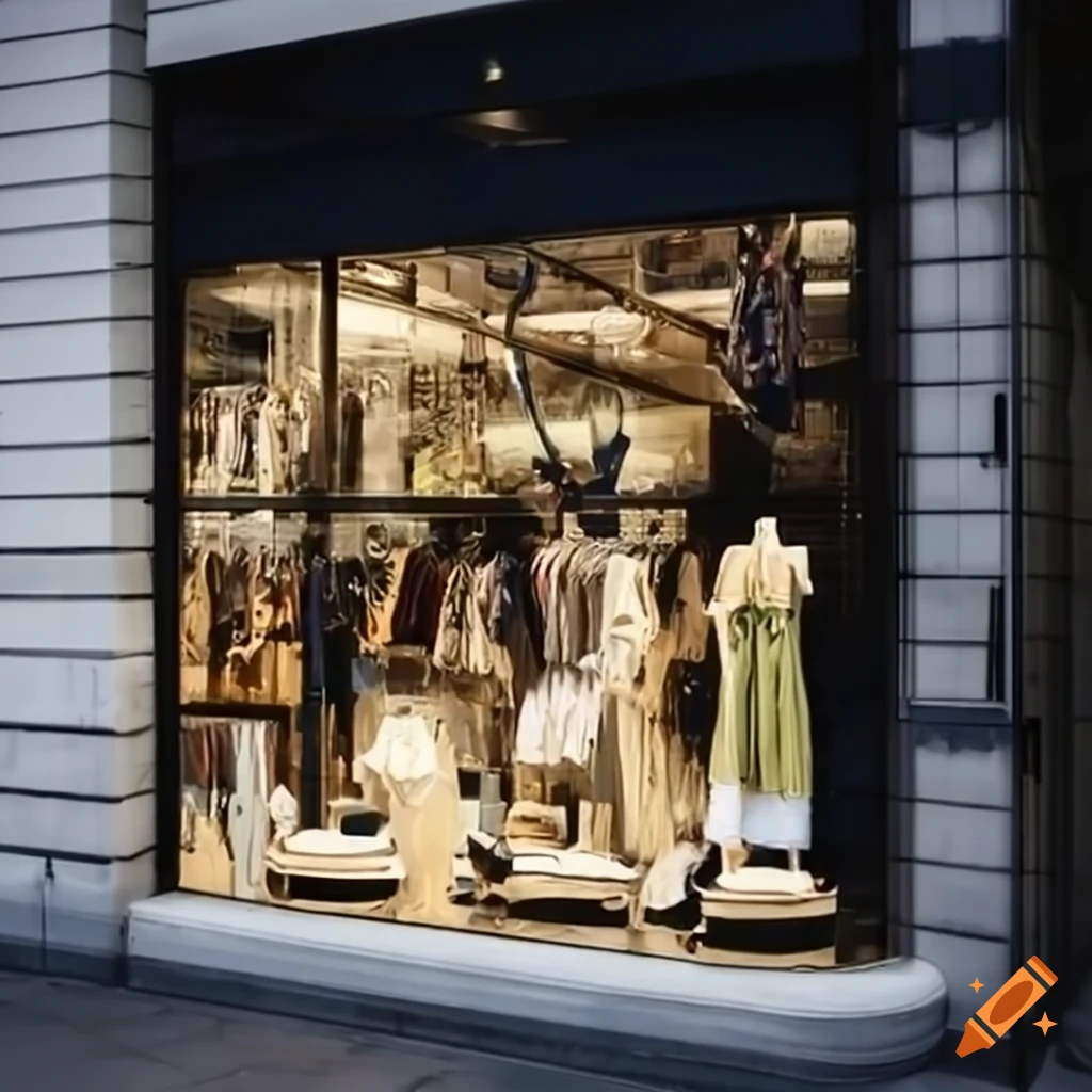 Hyperrealistic image of a minimalistic pop-up shop selling clothes on  Craiyon