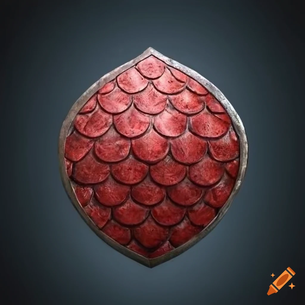 Red dragon scale shield artifact on Craiyon