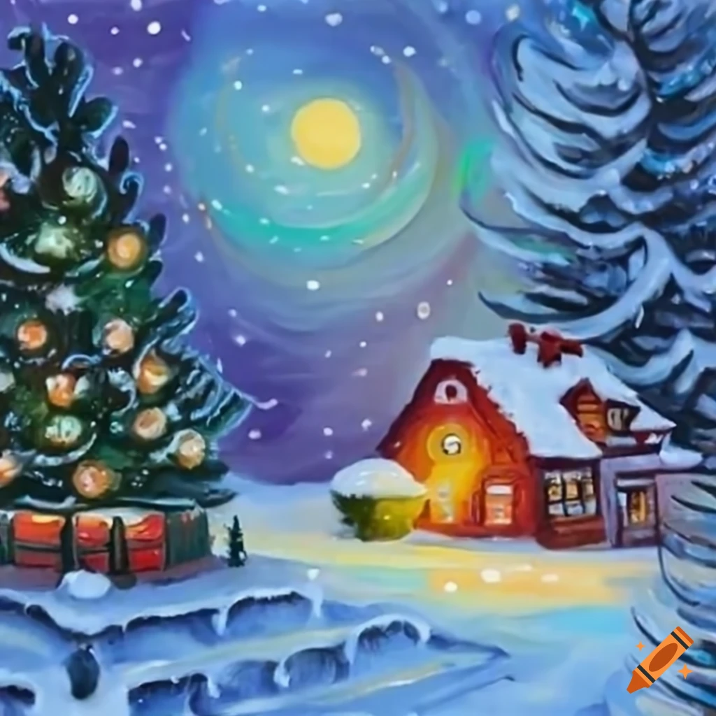 Christmas Scene Coloring Page · Creative Fabrica