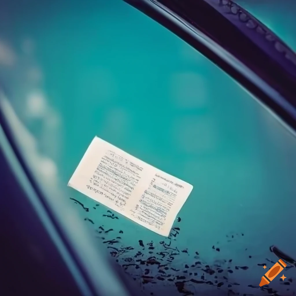 close-up of a car windshield with a parking ticket
