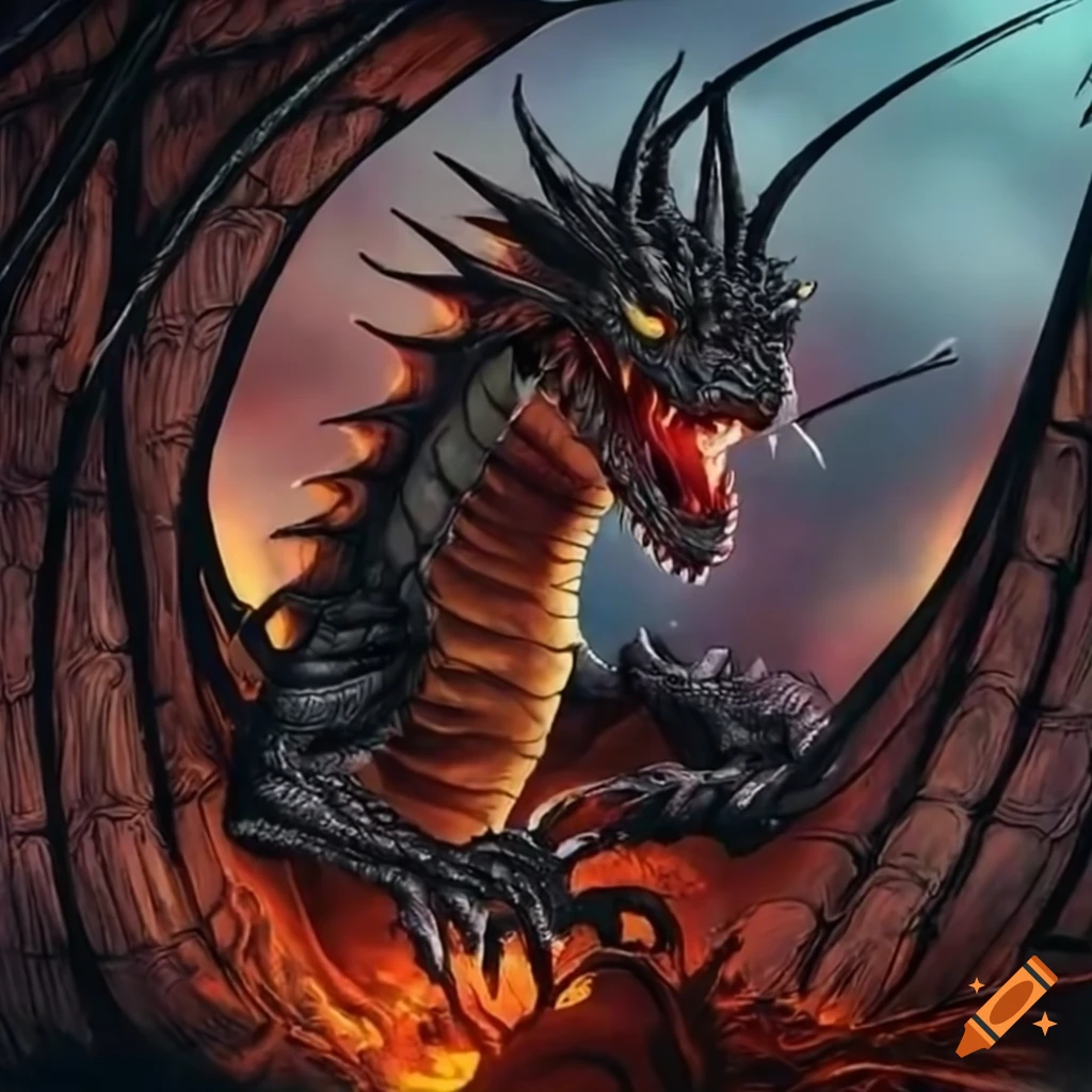 Detailed illustration of a majestic dragon