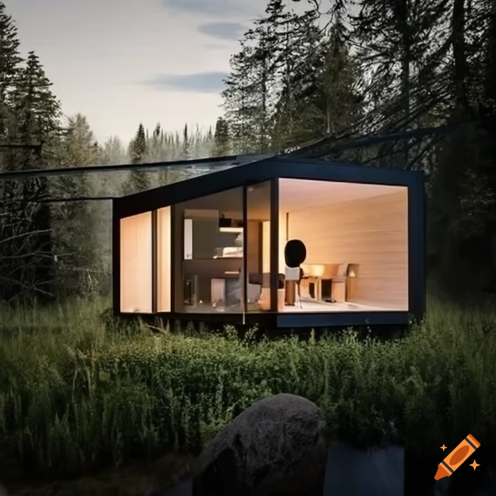 digital rendering of a sleek contemporary tiny home