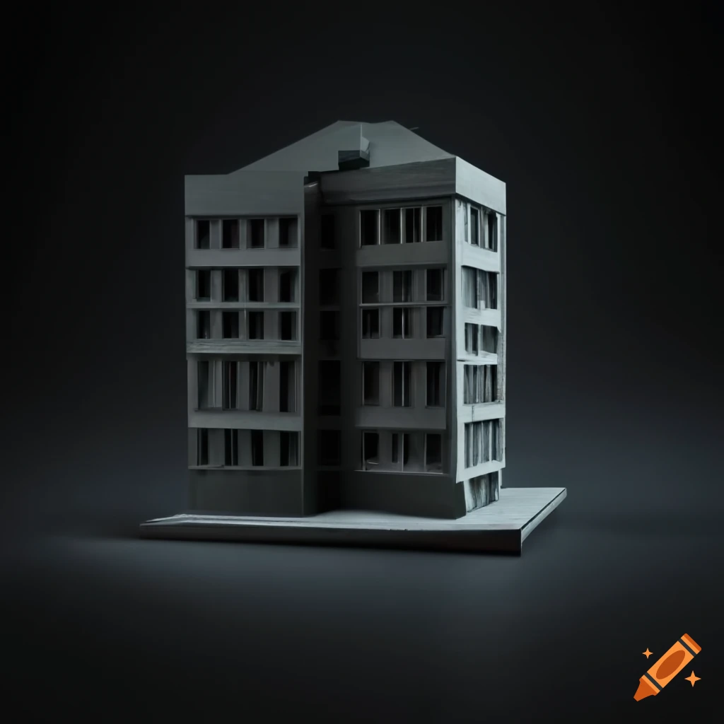 dark gray building model