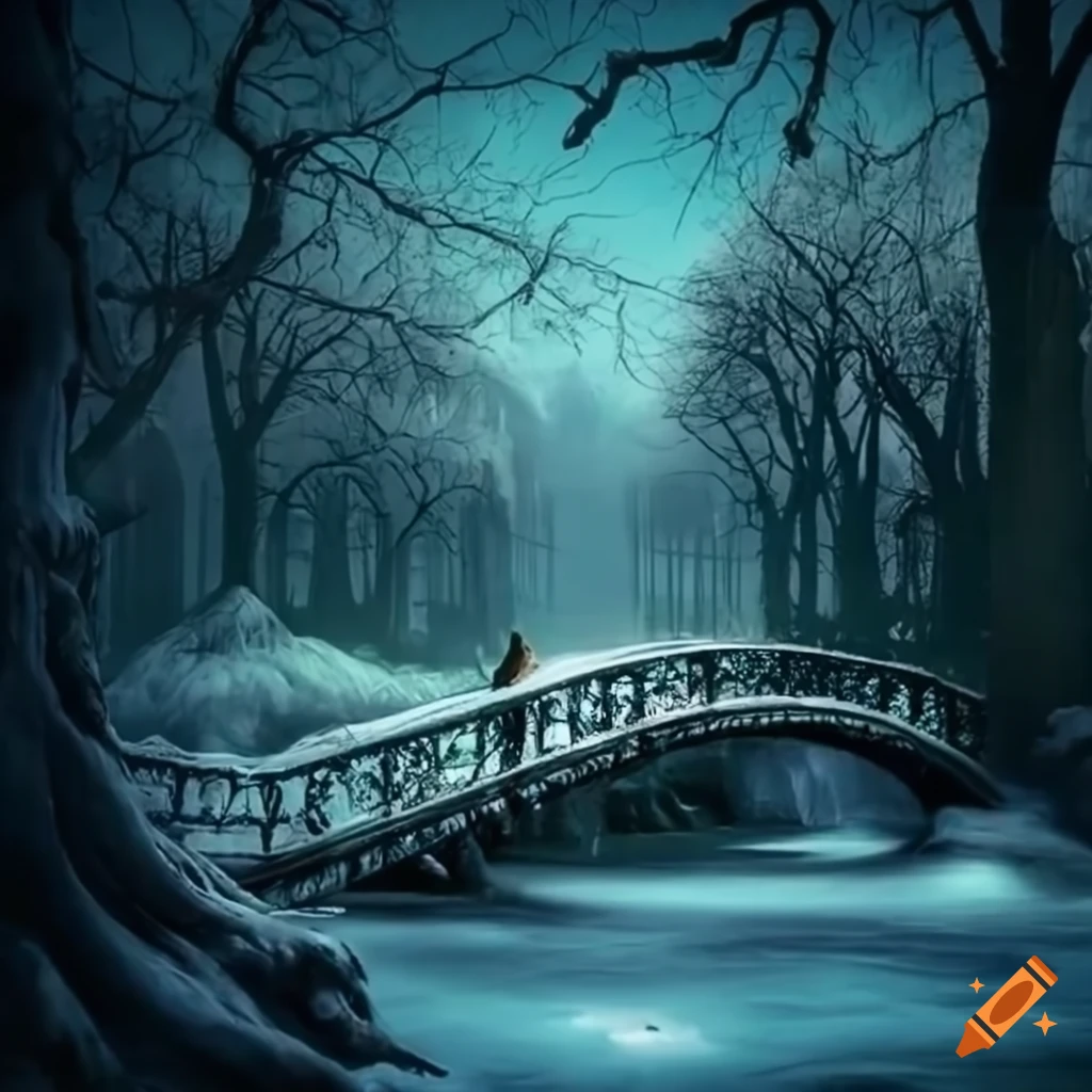Surreal park with strange creatures and fantastical elements on 