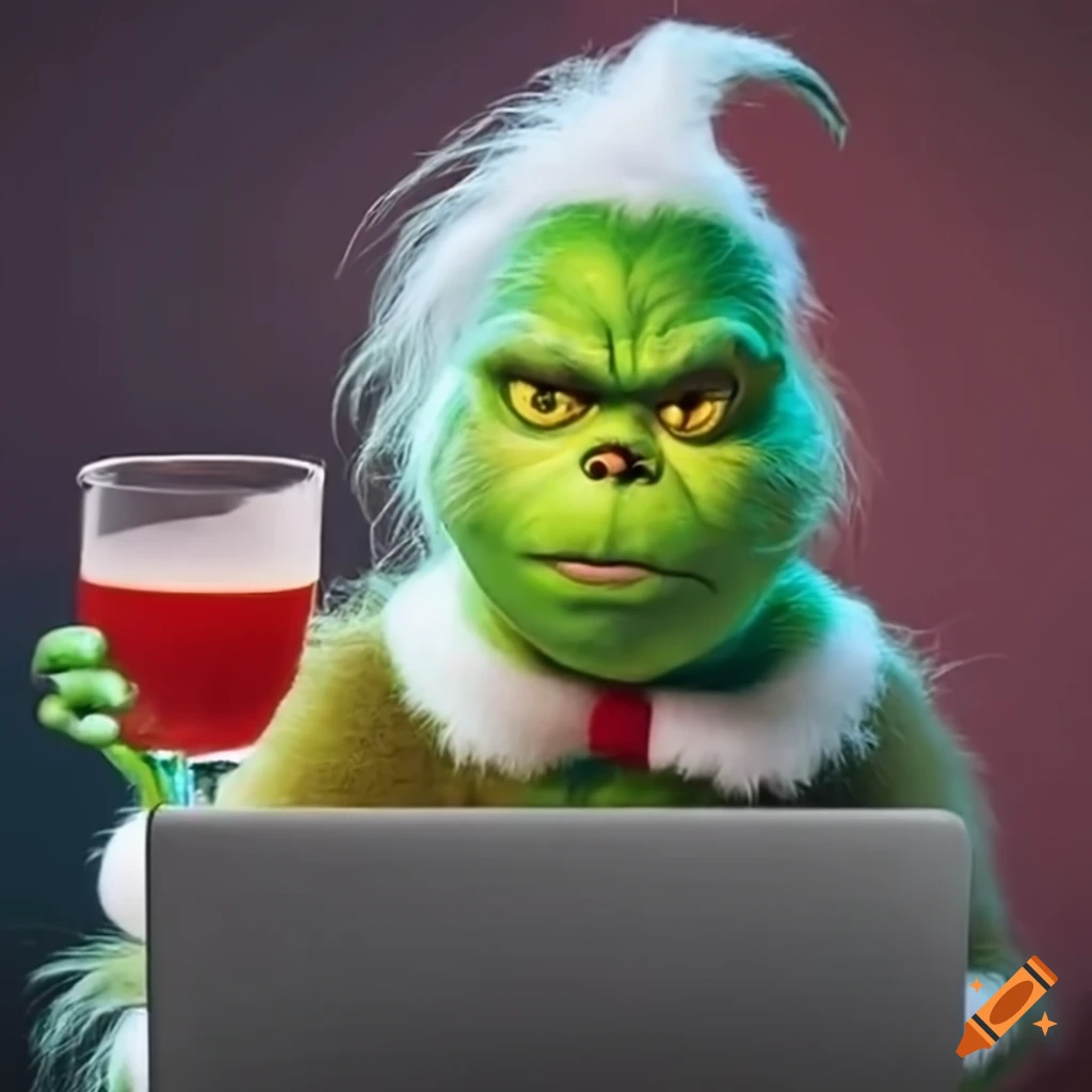 grinch-enjoying-a-festive-drink-while-working-on-a-laptop-on-craiyon