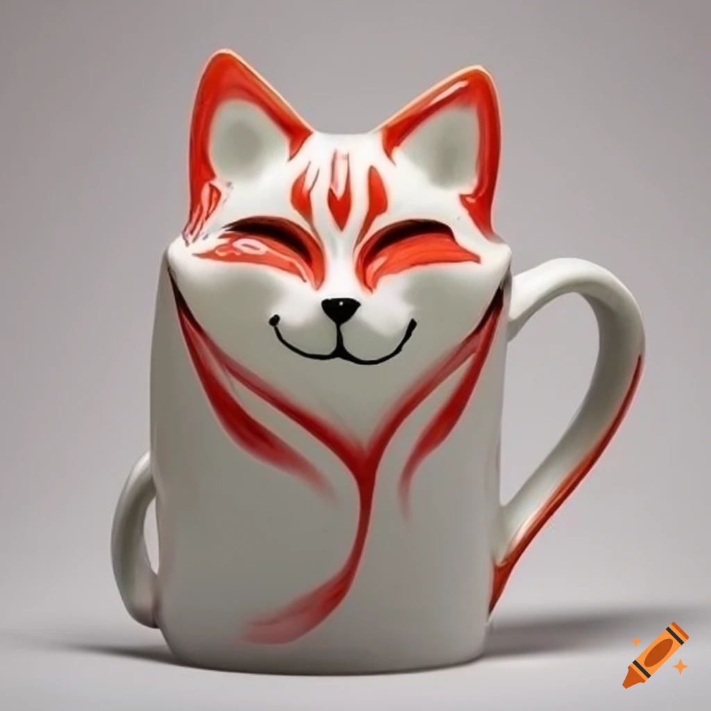 ceramic mug with kitsune design