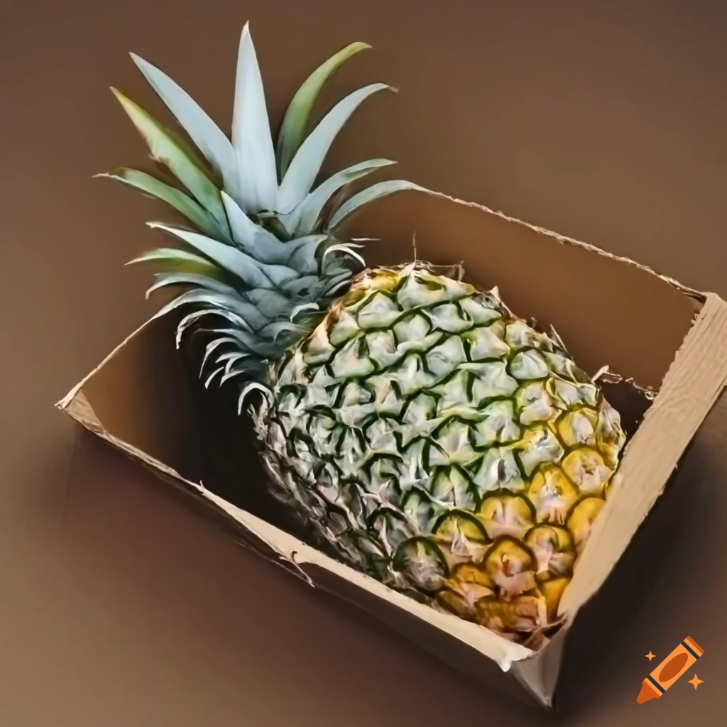 pineapple in a cardboard box