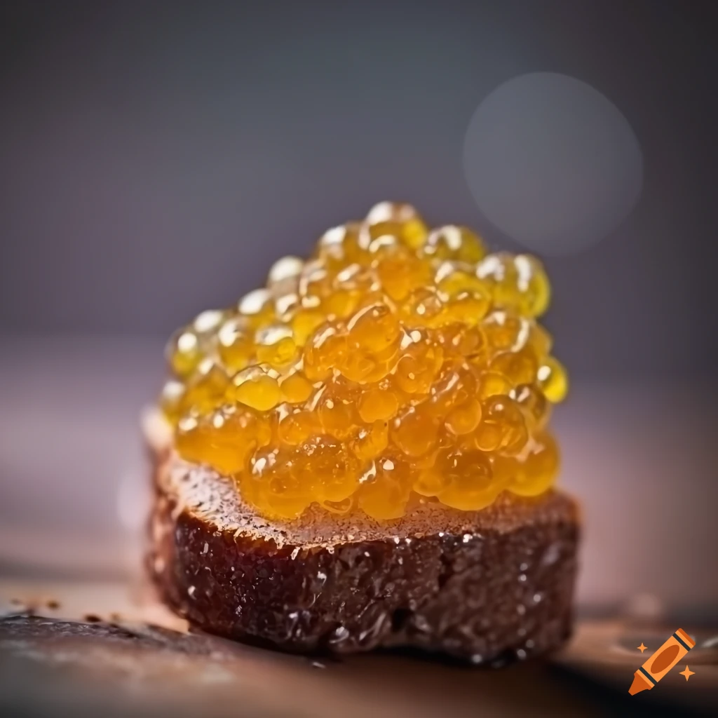 Yellow caviar on rye bread on Craiyon