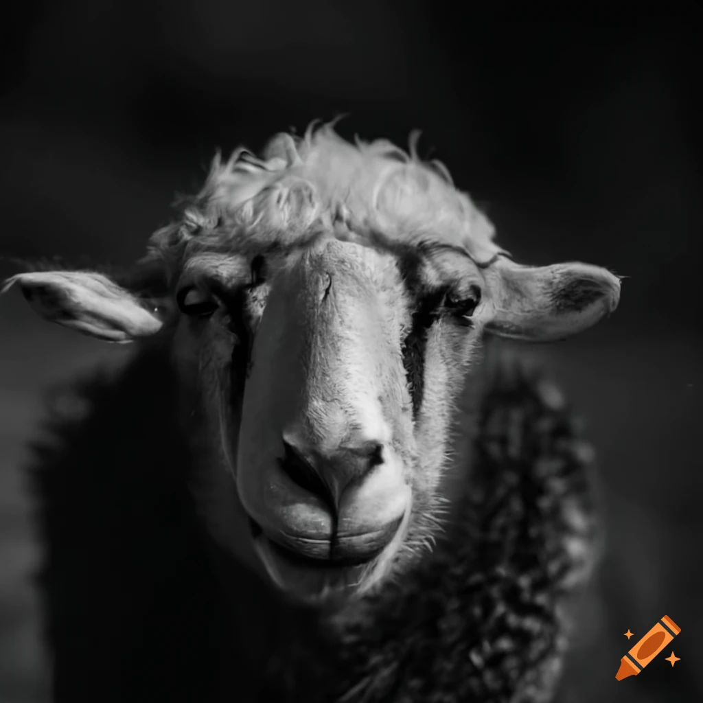 Sheep with big human eyes