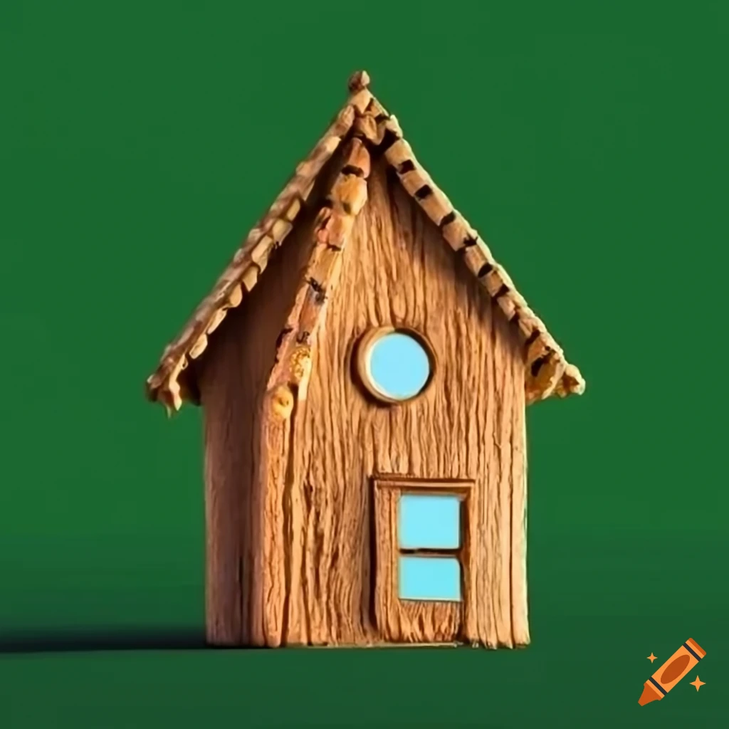 Colored Sticks Building Examples Green background with a house made of sticks