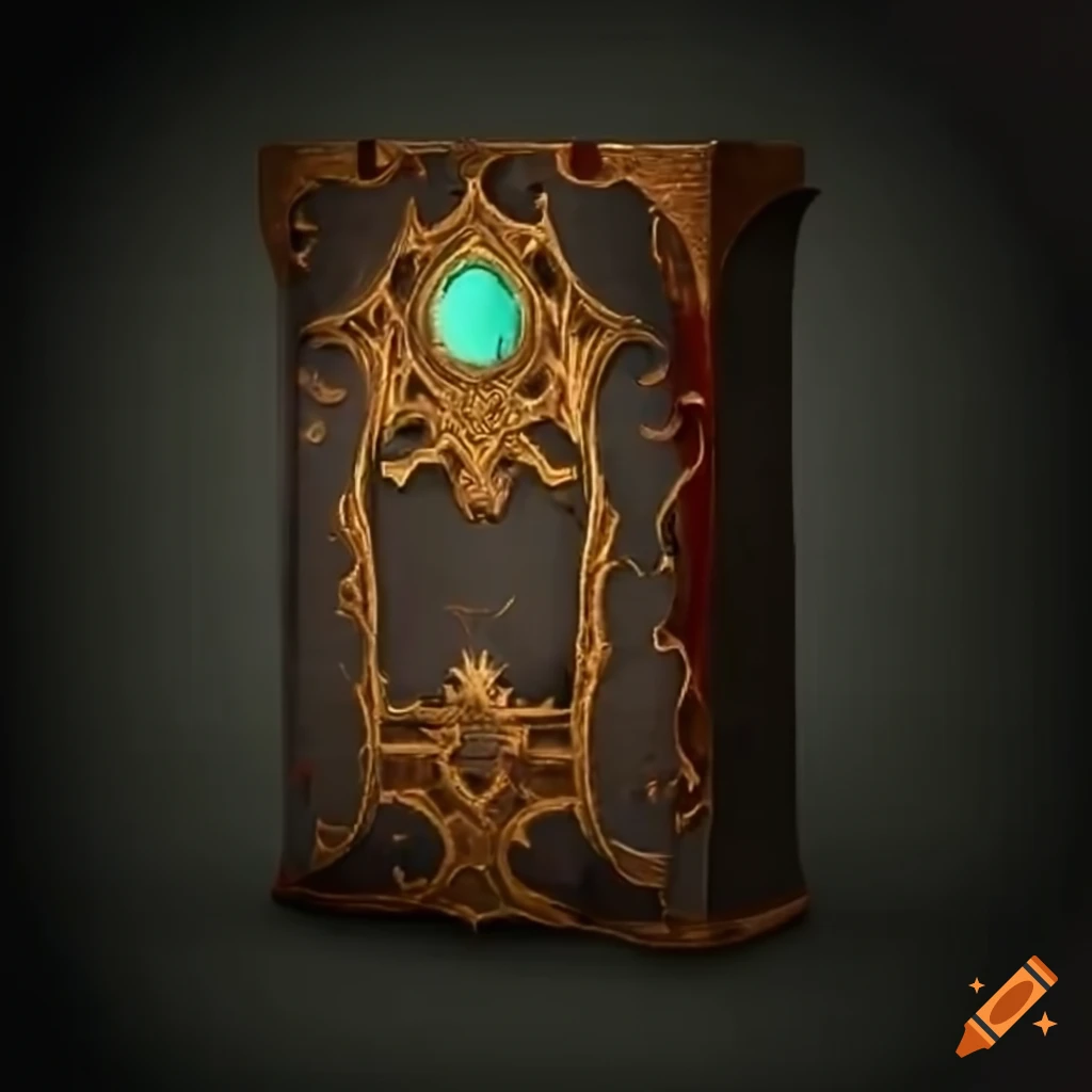 Mythic open book artifact