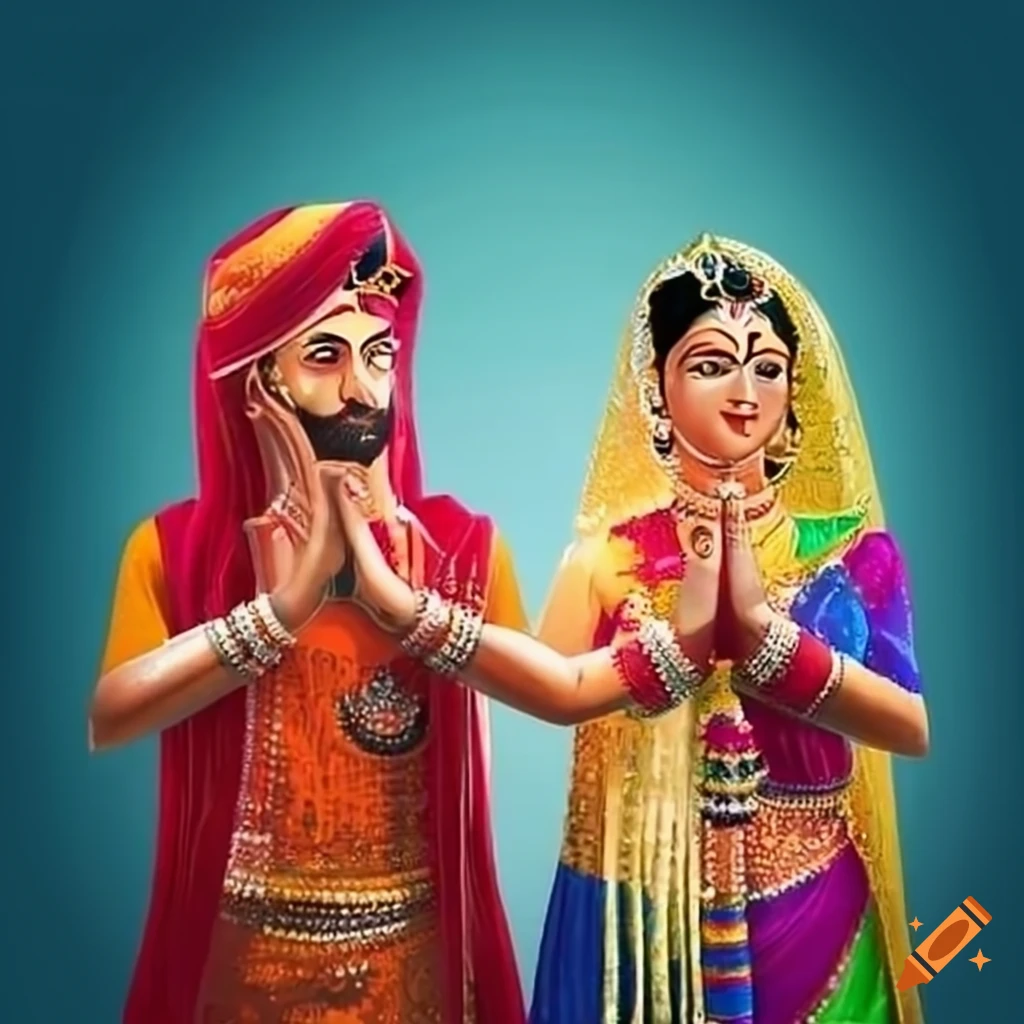 rajasthani-couple-greeting-each-other-with-namaste-on-craiyon