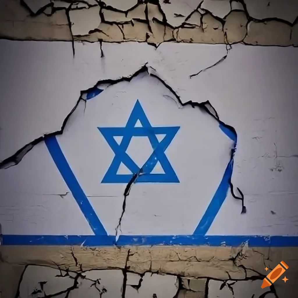 cracked Israeli flag wall art with flowers