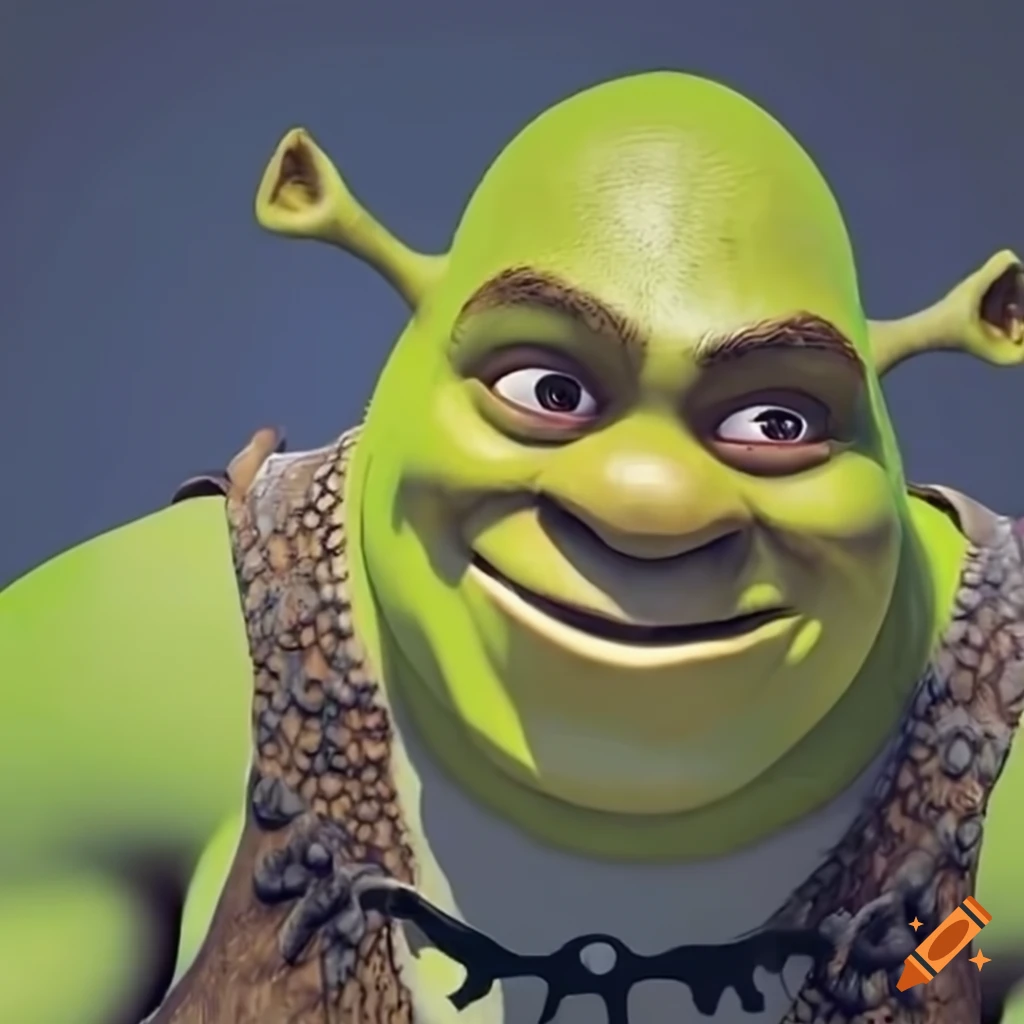 Shrek looking at his clone with a smile