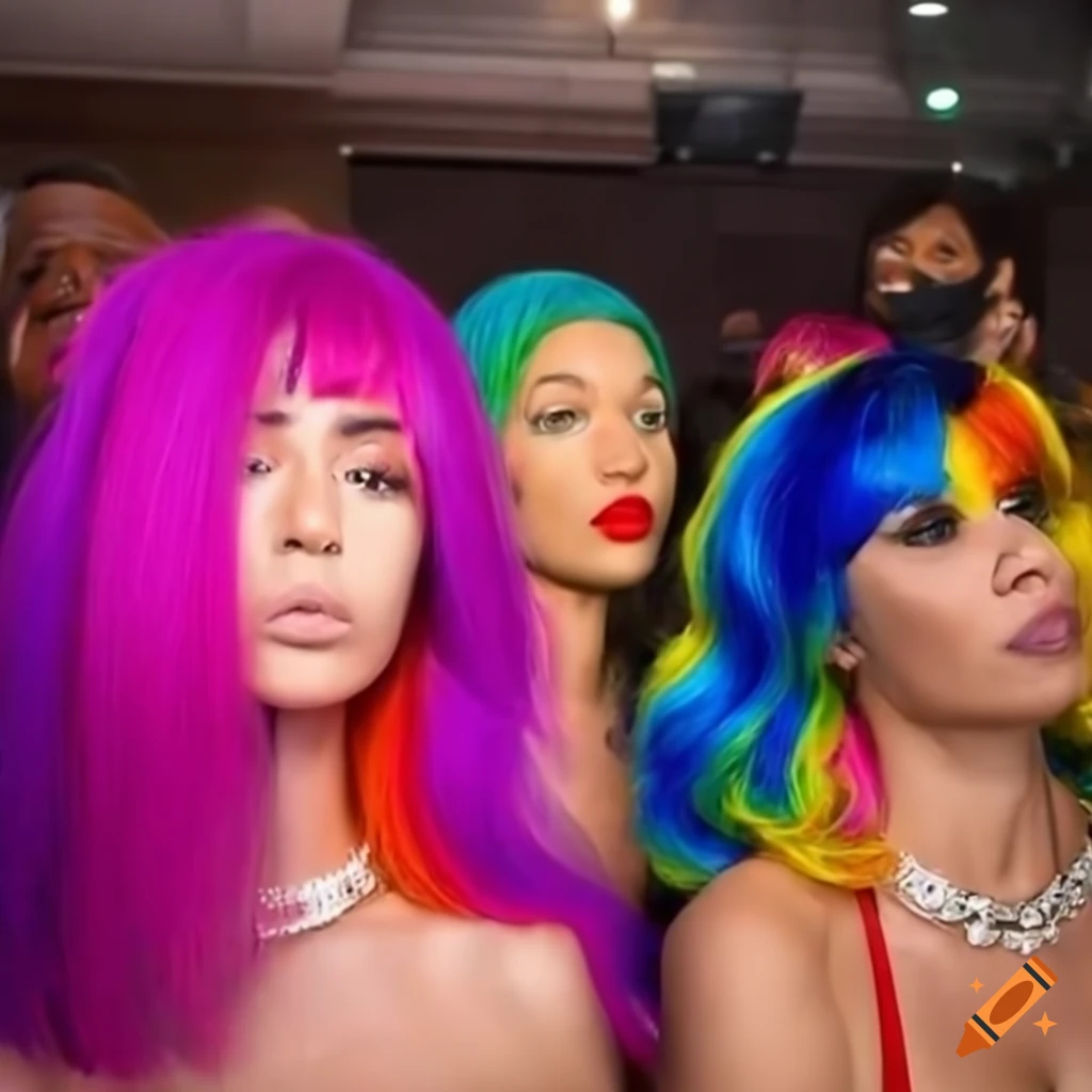 Colorful Protest With People Wearing Wigs