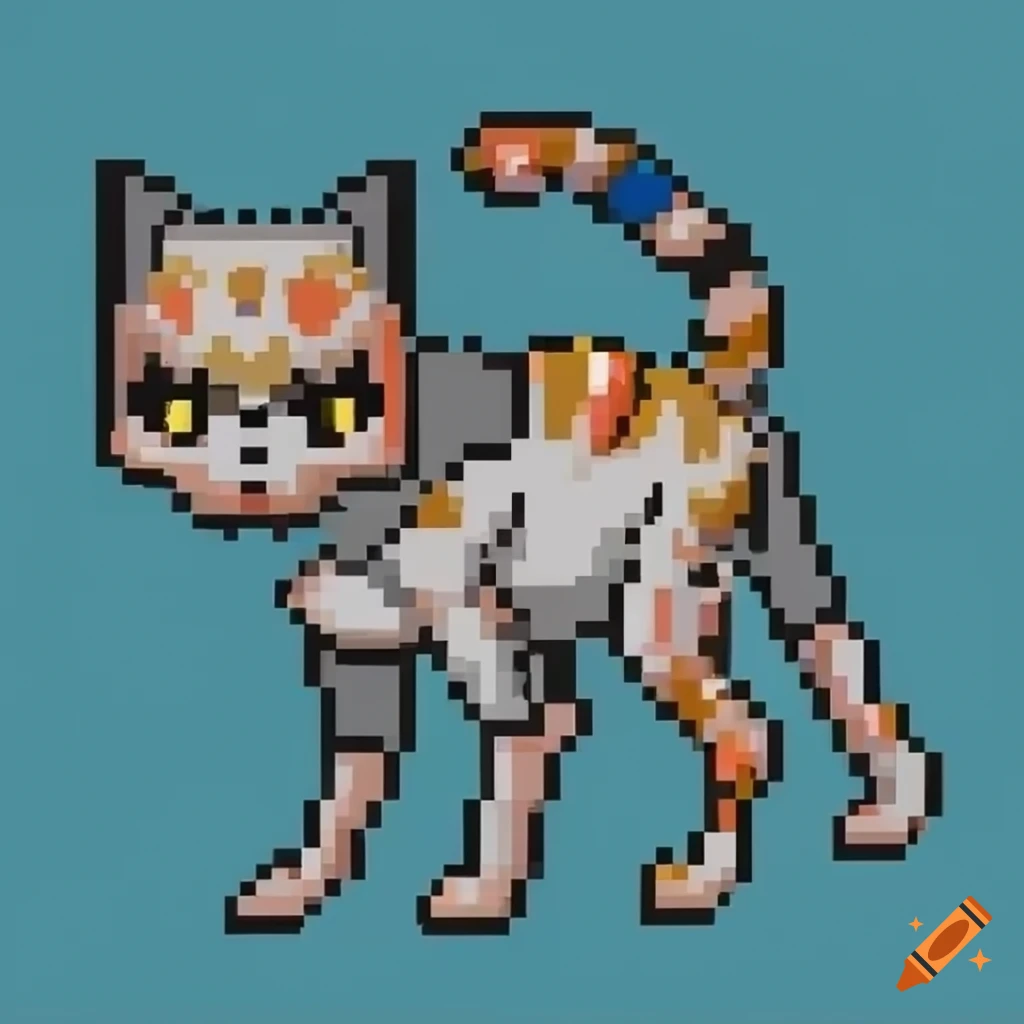 Pixel art of a revolutionary cat on Craiyon