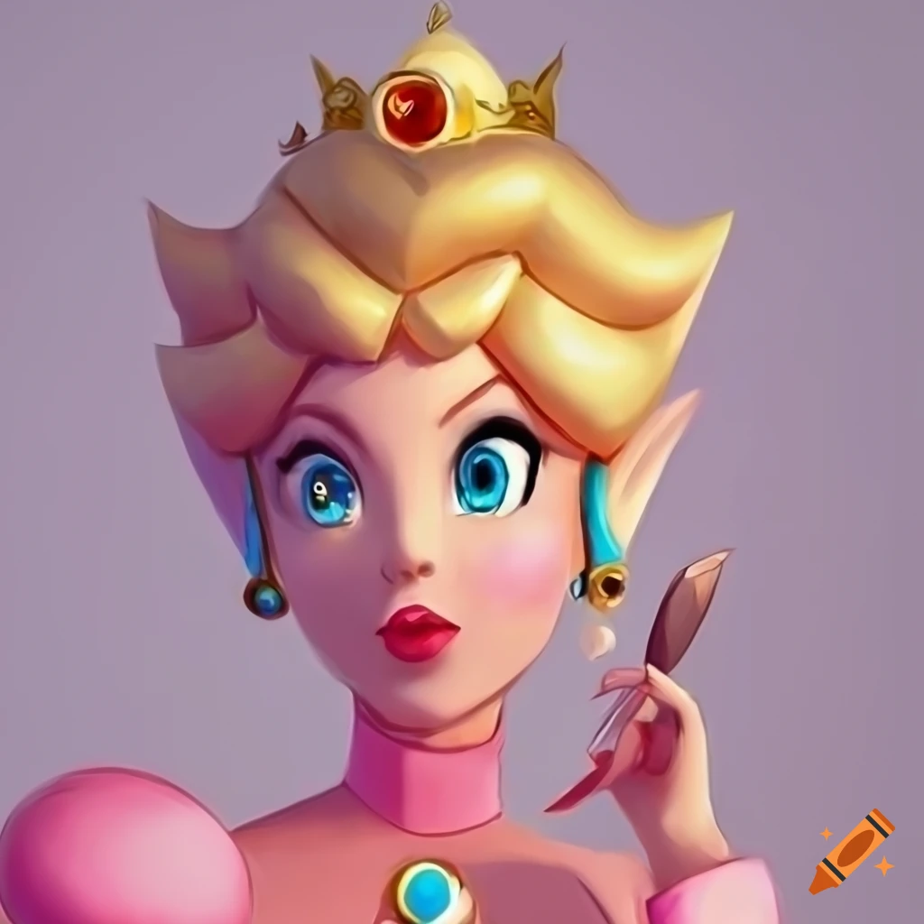 Digital artwork of link dressed as princess peach(03)