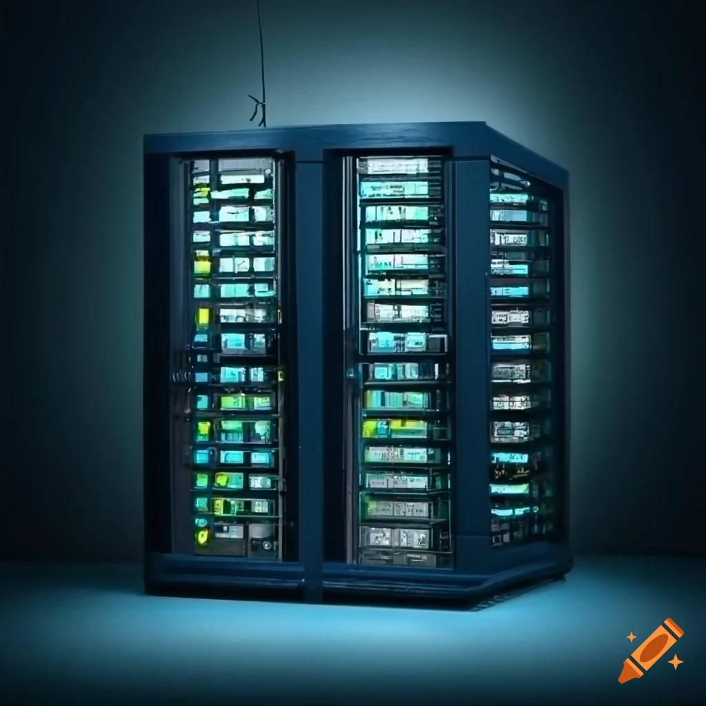 Image of a small server room with racks on Craiyon