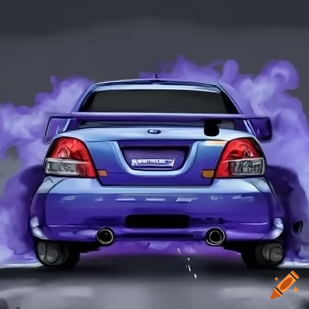 outlined 2006 WRX STI drifting with tire smoke