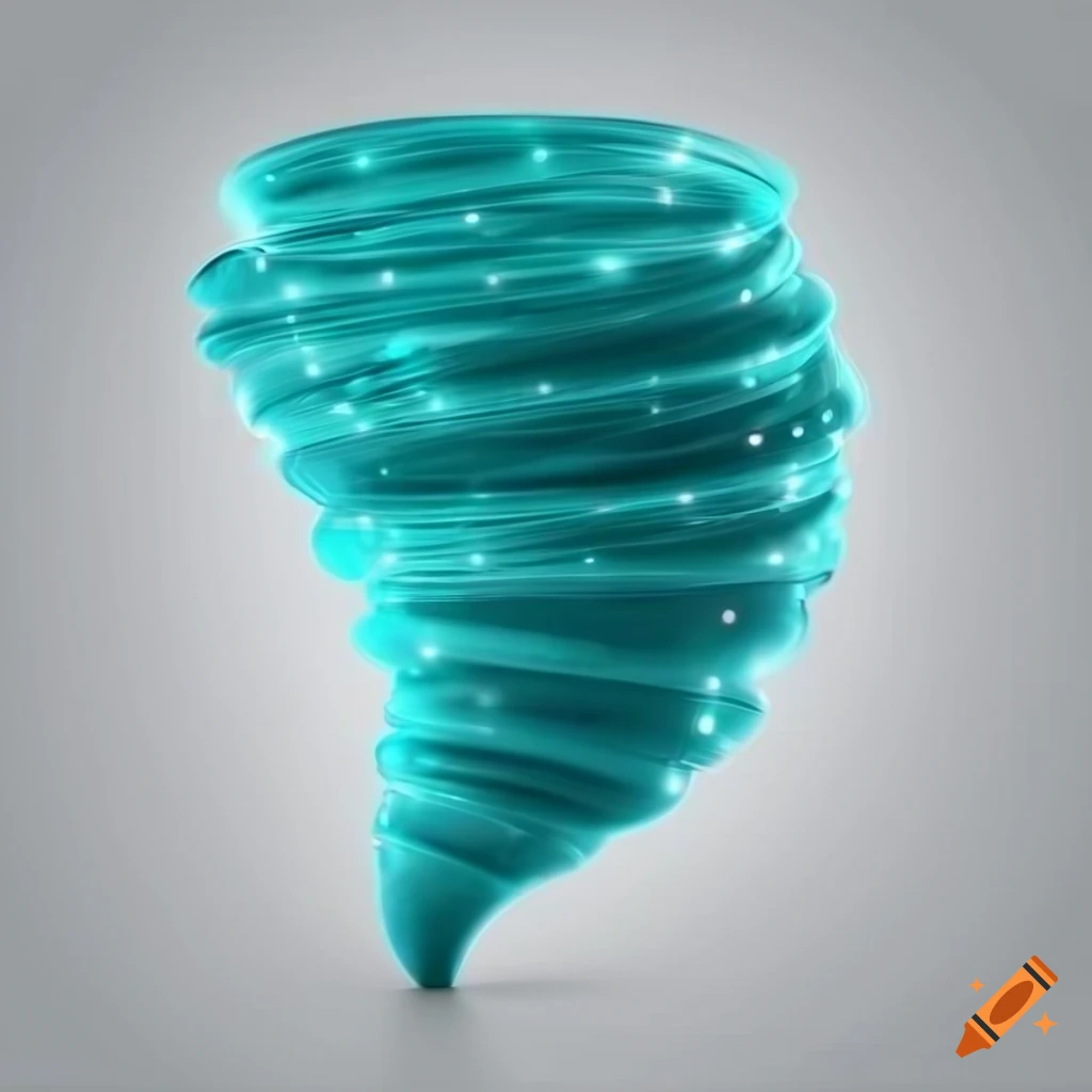 3D rendering of a tornado with turquoise lights