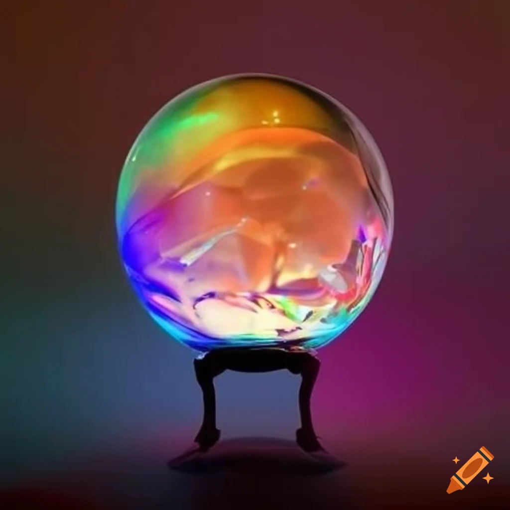 colorful light reflecting in a crystal ball