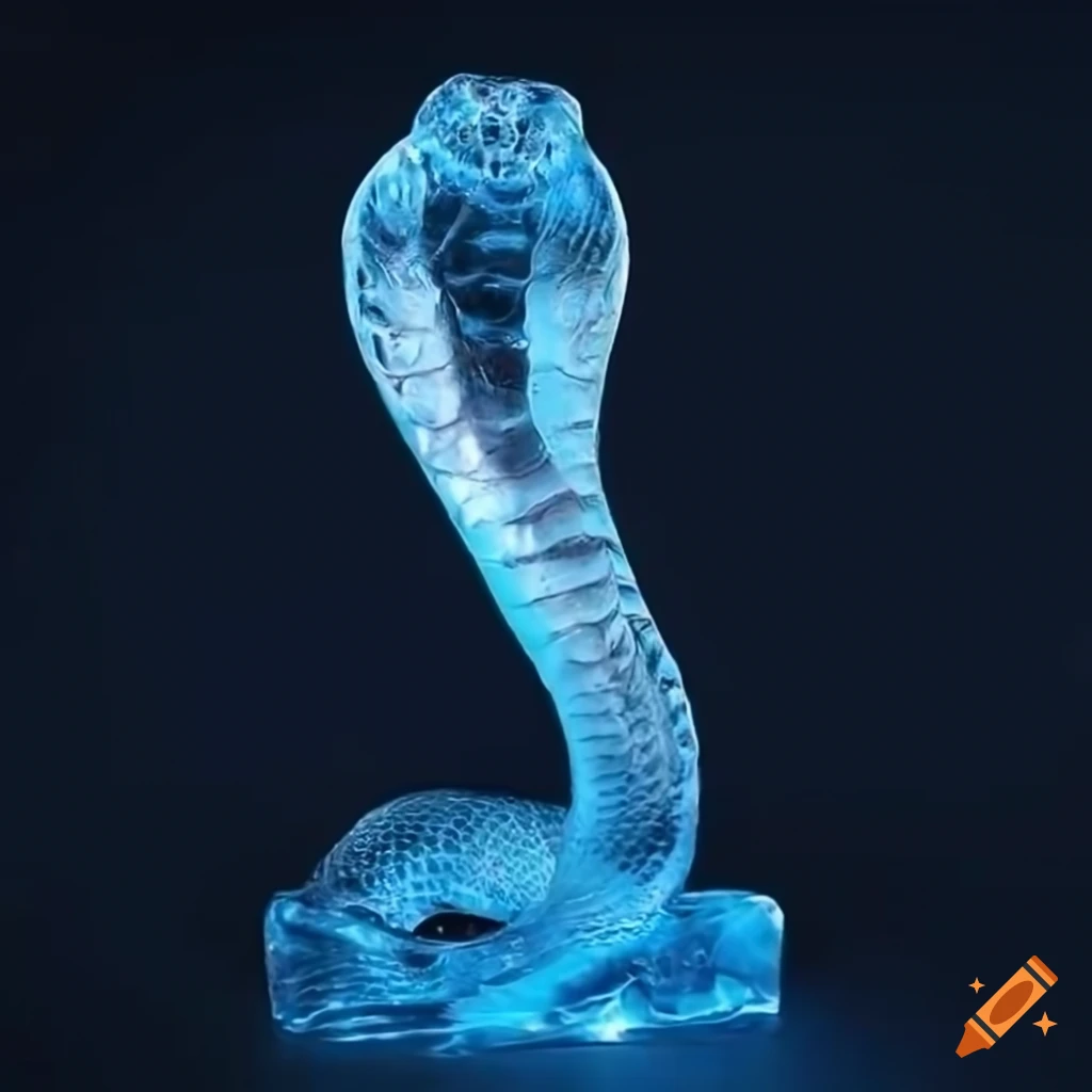 detailed ice sculpture of a cobra