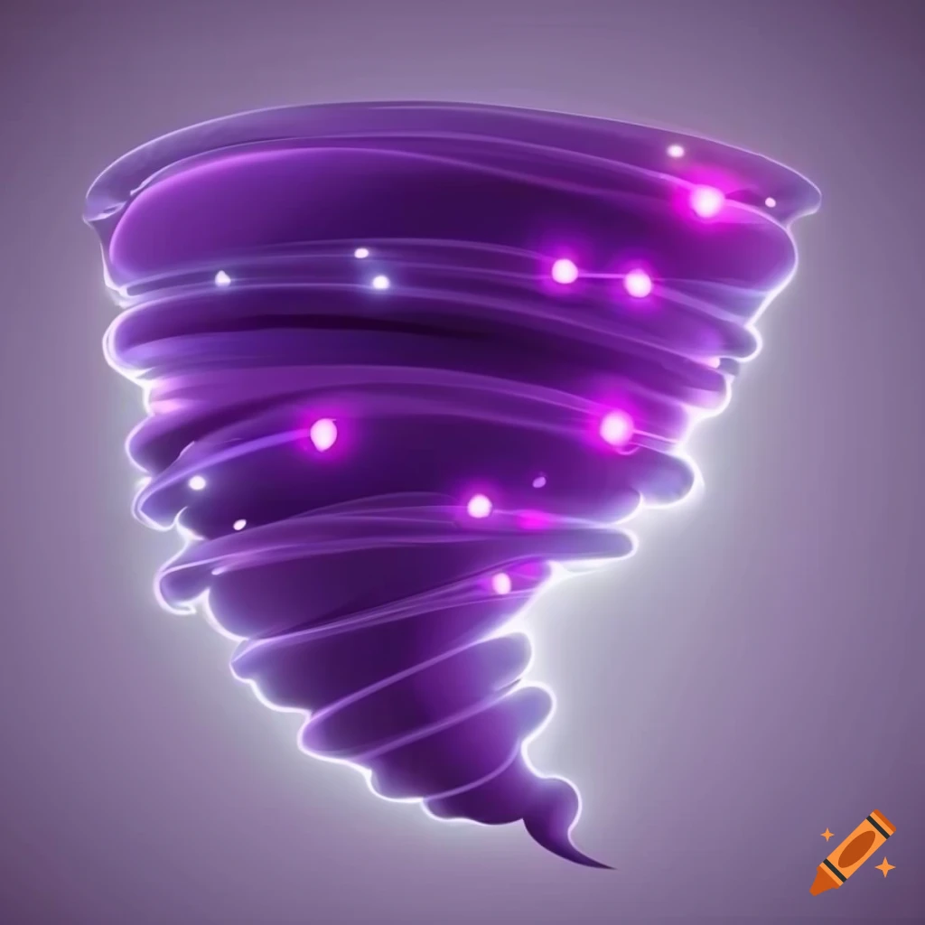 cartoon rendering of a purple tornado on white background