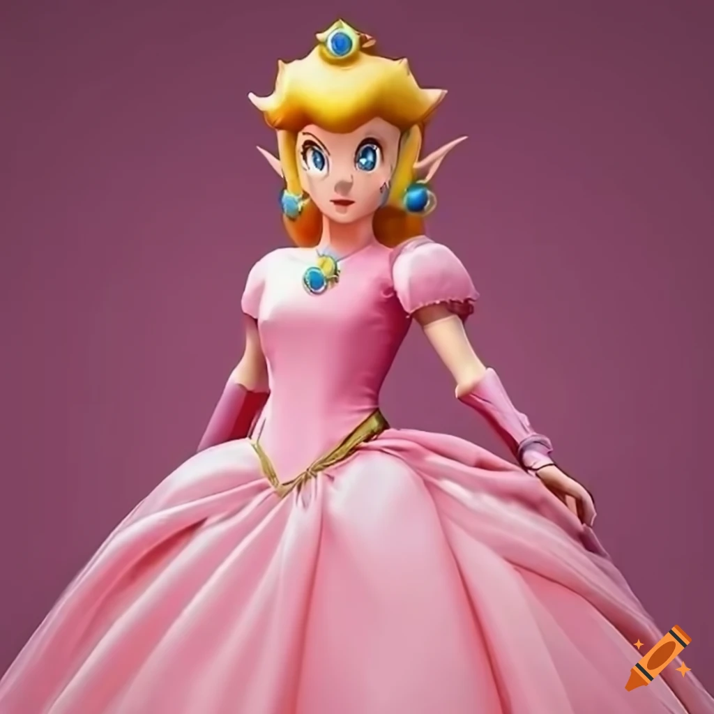 cosplay of Link in princess Peach's pink silk ballgown