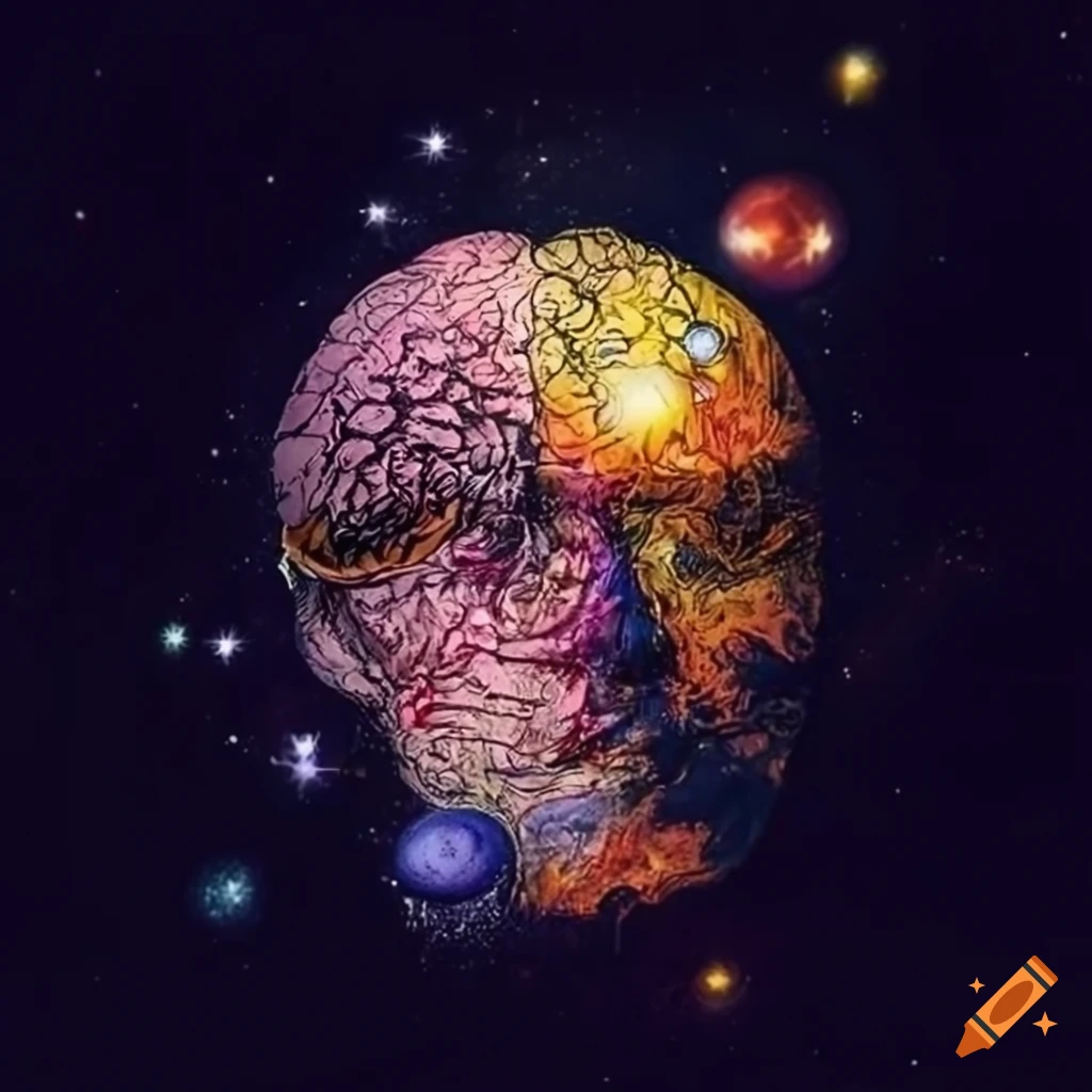 cover art with a connection between outer space and the human brain